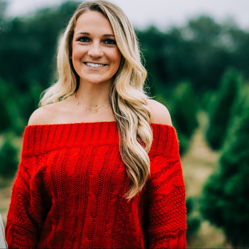 off the shoulder red sweater